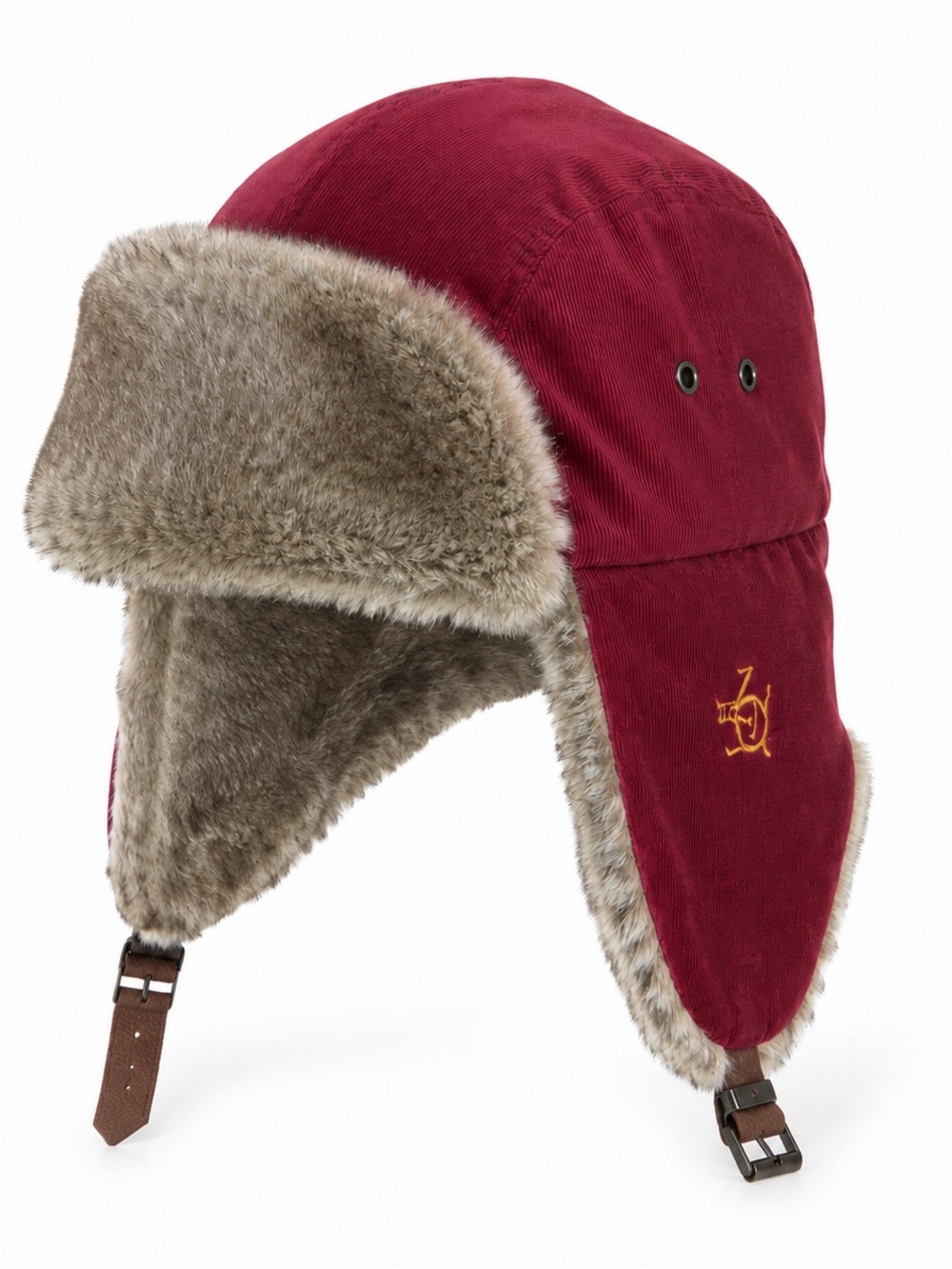 Original Penguin Corduroy Faux-Fur Trapper Hat Burgundy L/XL
